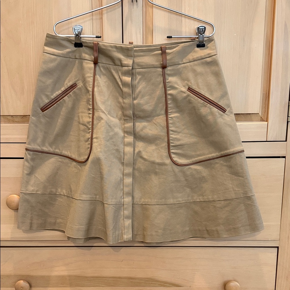 Cynthia Steffe Beige A-Line Skirt with Brown Trim